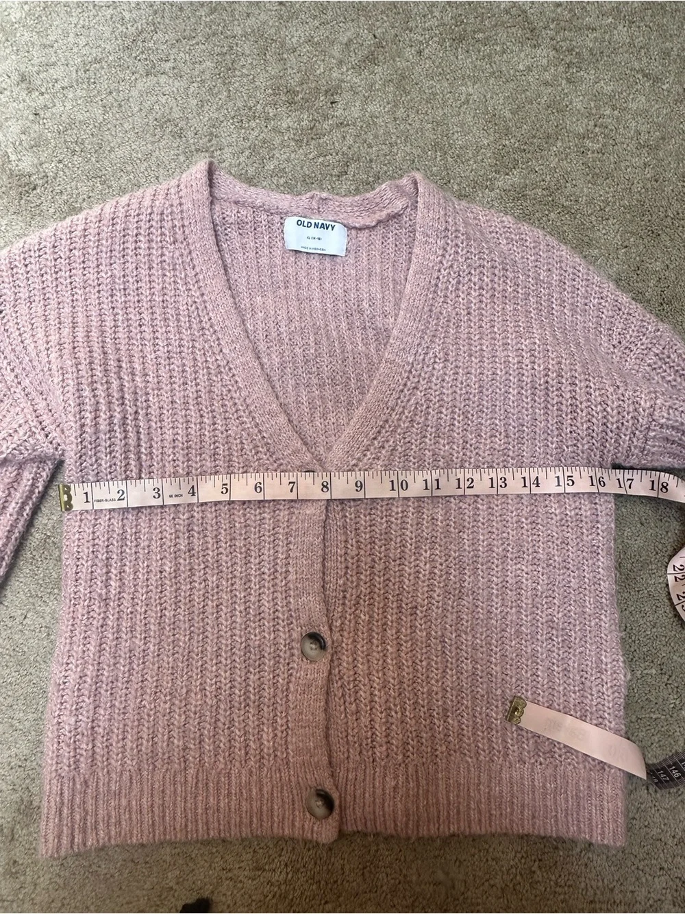 Old Navy Girls XL 14-16 Chunky Light Pink Button Knit Cardigan Chunky Sweater